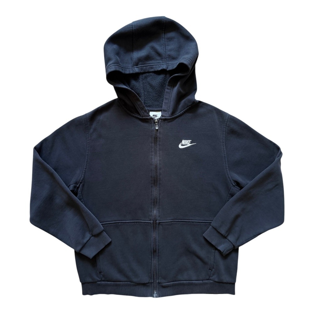 Nike Full Zip Fleece Hoodie Swoosh Jacket Black - Youth XL